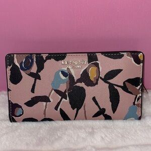 kate spade Pink Floral Continental Zip Wallet